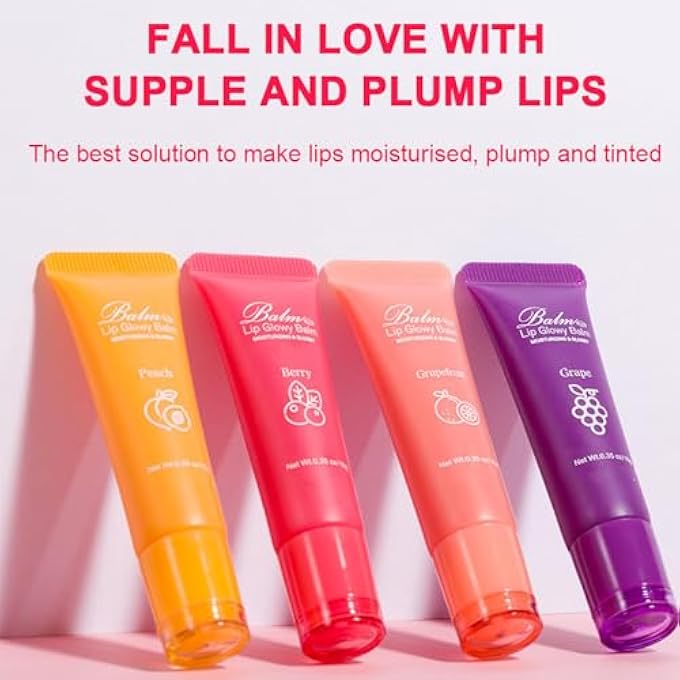 LBOYLOVE 4 PCS GLOWING FRUIT LIP BALM SET, MOISTURIZING & PLUMP LIP BALM WITH VITAMIN E, REDUCE LIP LINES, ENHANCE LIP COLOR, REPLENISHING MOISTURE AND RELIEVING DRY LIPS - Image 2